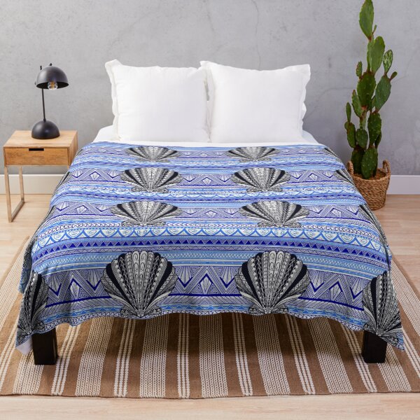 Item preview, Tribal Clam Sea Shell with Blue Tribal Background designed and sold by Steeb757.