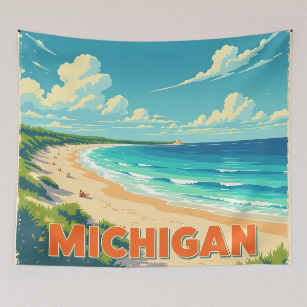 Item preview, Michigan, USA: Vintage-Style Painterly Travel Poster designed and sold by LSVart.