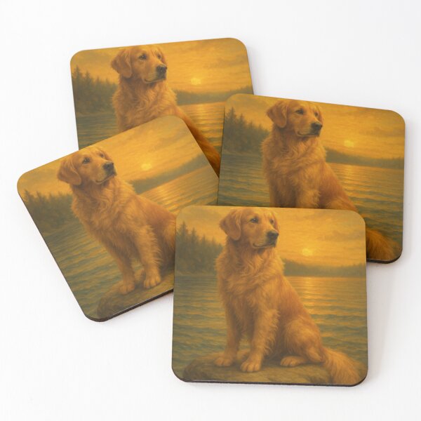 Item preview, Golden Retriever at Sunset – Painterly Dog Art Print designed and sold by VandVArt.