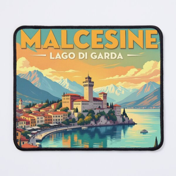 Item preview, Malcesine, Lake Garda, Italy: Vintage-Style Painterly Travel Poster designed and sold by LSVart.