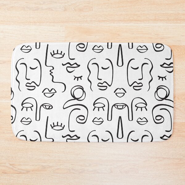 Item preview, Abstract Line Art Faces Pattern designed and sold by Dreamy Ocean Art.