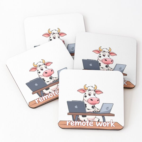 Item preview, Remote Work Cow Working on Laptops designed and sold by LowBattery Social Club.