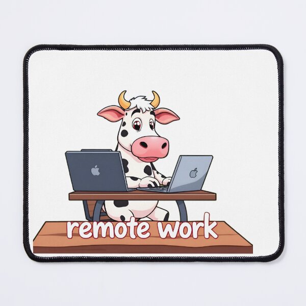 Item preview, Remote Work Cow Working on Laptops designed and sold by LowBattery Social Club.