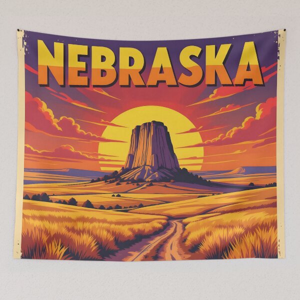 Item preview, Chimney Rock, Nebraska, USA: Vintage-Style Painterly Travel Poster designed and sold by LSVart.