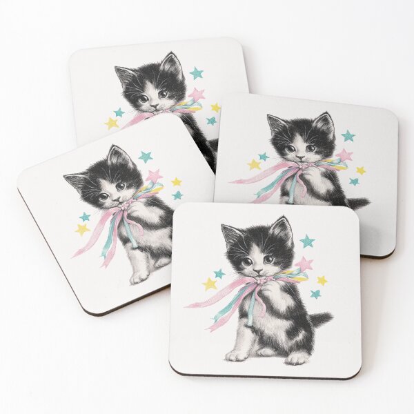 Item preview, Vintage Kitten with bows and stars designed and sold by MendaciousMina.