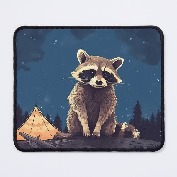 Item preview, Camping Raccoon Night Forest Adventure Trash Panda designed and sold by naughty-raccoon.