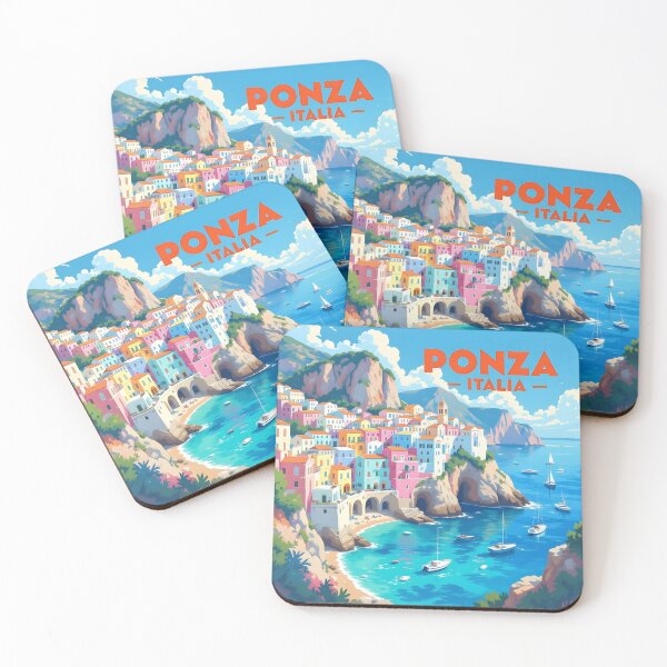 Item preview, Ponza, Lazio, Italy: Vintage-Style Painterly Travel Poster designed and sold by LSVart.