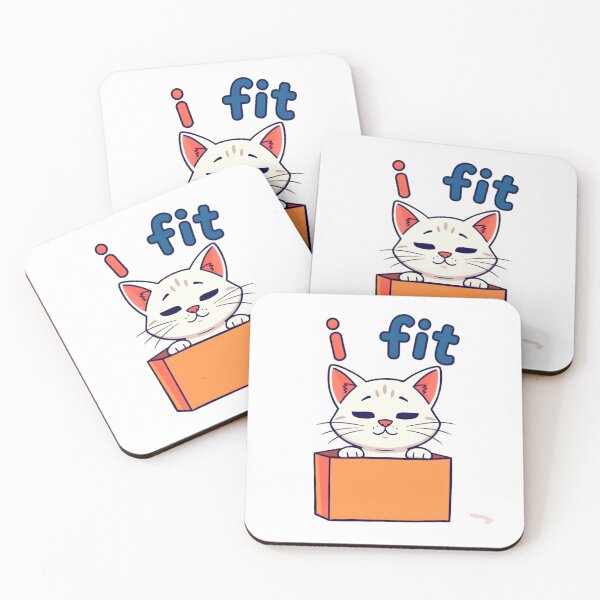 Item preview, Cute White Cat in Box If I Fits I Sits designed and sold by LowBattery Social Club.
