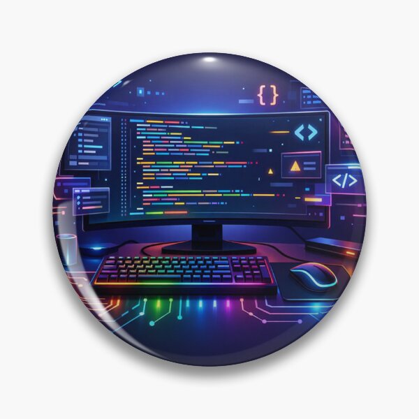 Artikelvorschau, Futuristischer Programmierarbeitsplatz – Cyberpunk-Code-Illustration entworfen und verkauft von Sanita arty.