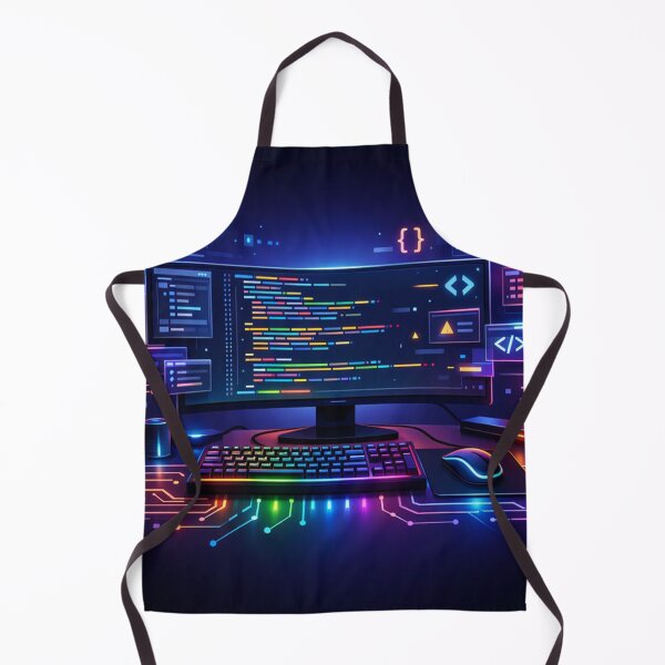 Item preview, Futuristic Programming Workspace – Cyberpunk Code Illustration designed and sold by Sanita arty.