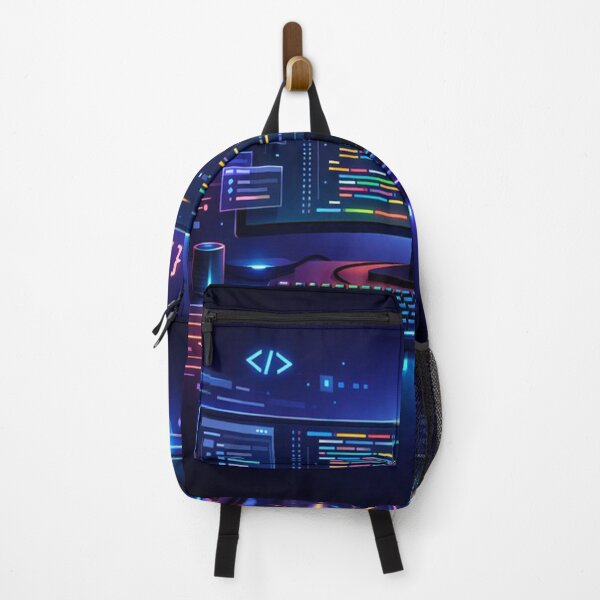 Item preview, Futuristic Programming Workspace – Cyberpunk Code Illustration designed and sold by Sanita arty.