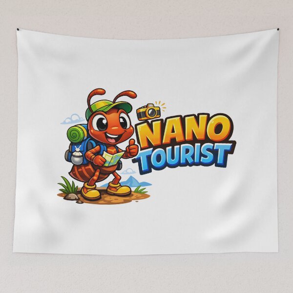 Item preview, Nano Tourist Cartoon Design with Ant Explorer, Map, and Outdoor Adventure Elements designed and sold by SplashTastic.