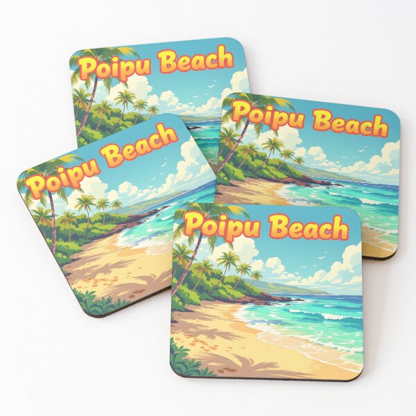 Item preview, Poipu Beach, Kauai, Hawaii: Vintage-Style Painterly Travel Poster designed and sold by LSVart.