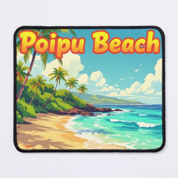 Item preview, Poipu Beach, Kauai, Hawaii: Vintage-Style Painterly Travel Poster designed and sold by LSVart.