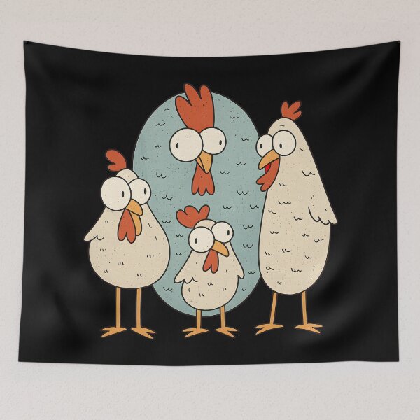 Item preview, Funny Blue Chicken Trio Surprised Rooster Cartoon Farm Humor designed and sold by DrawHandArt.