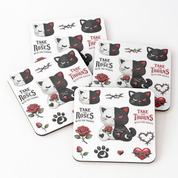 Item preview, Yin Yang Plush Cat Rose and Thorns Sticker Sheet Collage designed and sold by JediKittenWars.