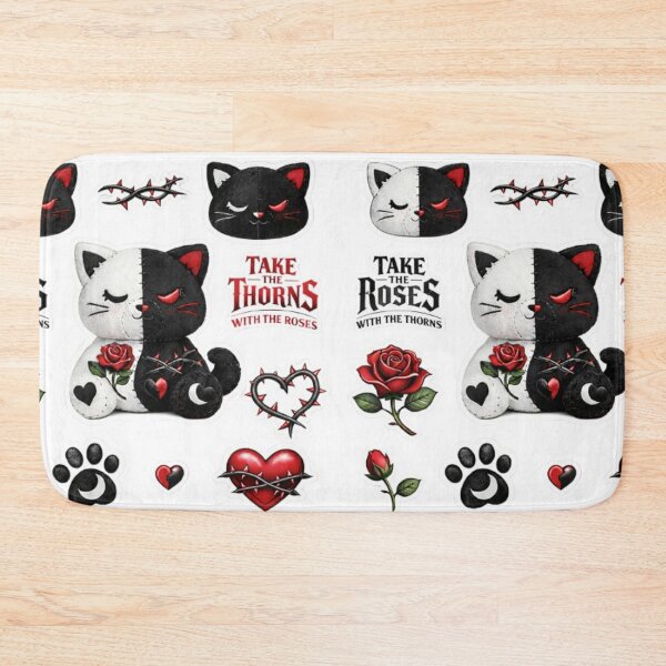 Item preview, Yin Yang Plush Cat Rose and Thorns Sticker Sheet Collage designed and sold by JediKittenWars.