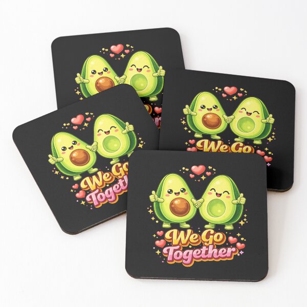 Item preview, Cute Avocado Couple – We Go Together Food Love Illustration designed and sold by scanusha1979.