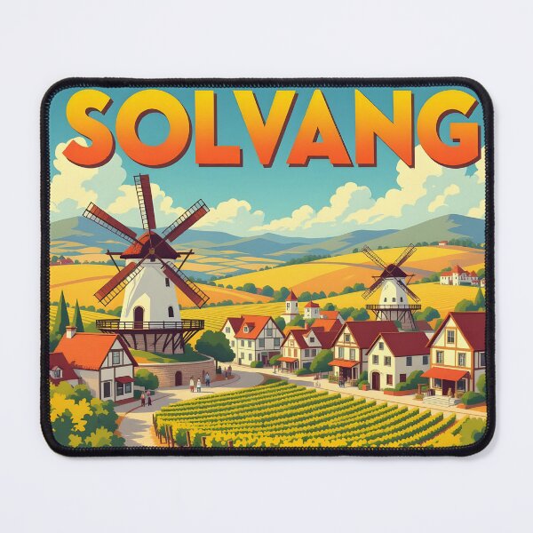 Item preview, Solvang, California, USA: Vintage-Style Painterly Travel Poster designed and sold by LSVart.