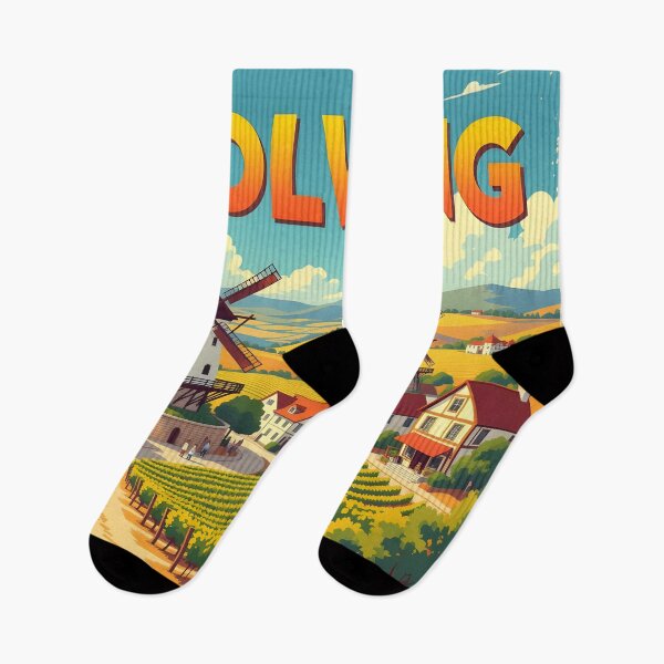 Item preview, Solvang, California, USA: Vintage-Style Painterly Travel Poster designed and sold by LSVart.
