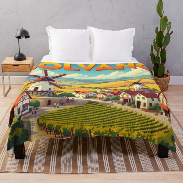 Item preview, Solvang, California, USA: Vintage-Style Painterly Travel Poster designed and sold by LSVart.