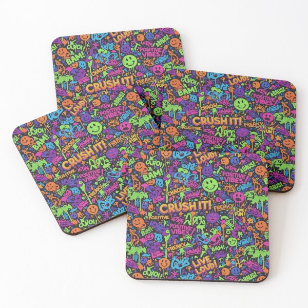 Item preview, Crush it! Neon Graffiti Positive Vibes Chaos Pattern designed and sold by PixelQ.