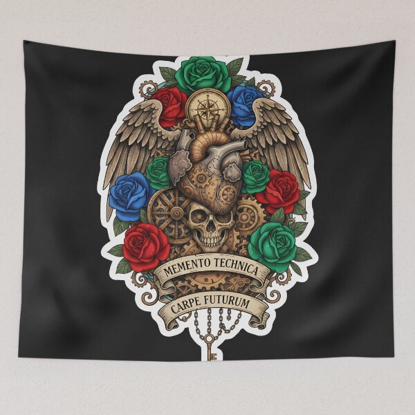 Item preview, Steampunk Mechanical Heart Skull Design designed and sold by Ekracreatives.