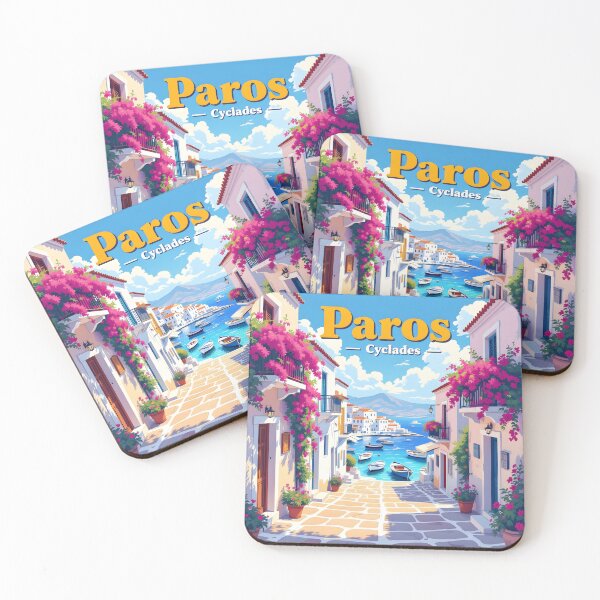 Item preview, Paros, Cyclades, Greece: Vintage-Style Painterly Travel Poster designed and sold by LSVart.