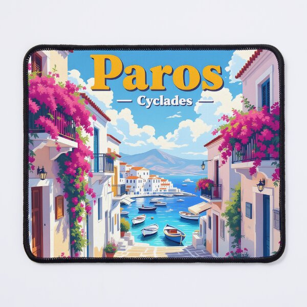 Item preview, Paros, Cyclades, Greece: Vintage-Style Painterly Travel Poster designed and sold by LSVart.
