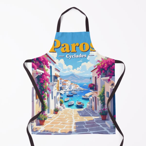 Item preview, Paros, Cyclades, Greece: Vintage-Style Painterly Travel Poster designed and sold by LSVart.