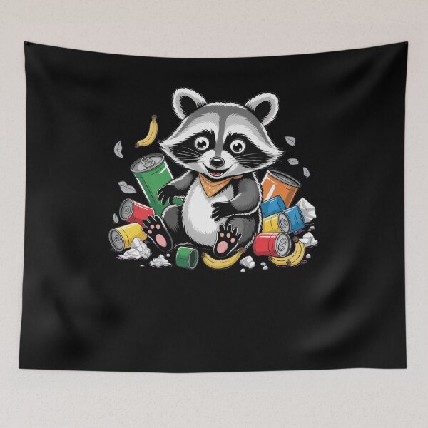 Item preview, Trashed Panda Drunk Raccoon Illustration designed and sold by StaticMood.