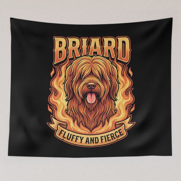 Item preview, BRIARD FLUFFY AND FIERCE Fire Dog Illustration Art designed and sold by ZuToMi.