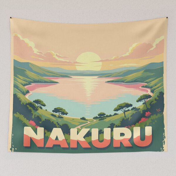 Item preview, Lake Nakuru, Kenya: Vintage-Style Painterly Travel Poster designed and sold by LSVart.