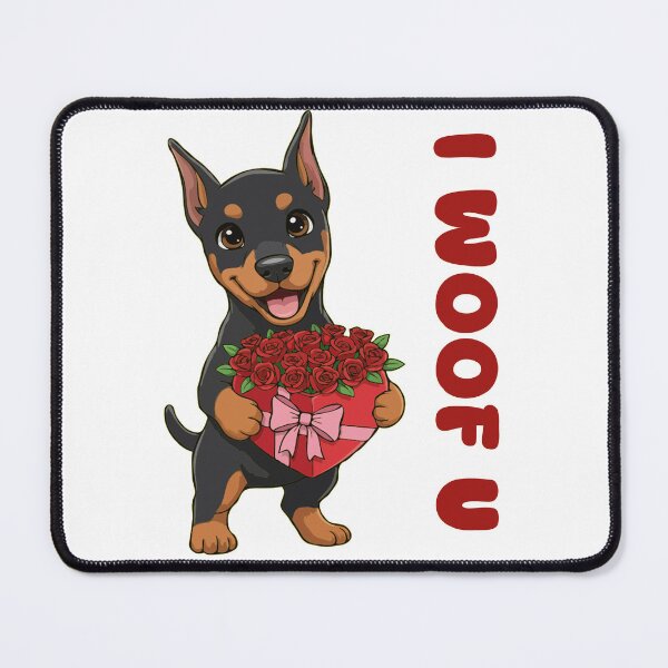 Item preview, I Woof U Doberman Pinscher Puppy with Flowers – Sweet Dog Love Design designed and sold by The Real Life Symphony.