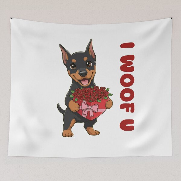 Item preview, I Woof U Doberman Pinscher Puppy with Flowers – Sweet Dog Love Design designed and sold by The Real Life Symphony.