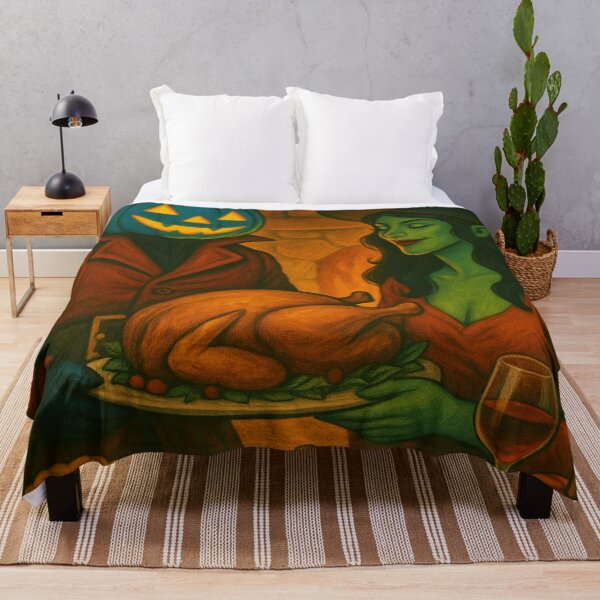 Item preview, Headless Horseman and Witch Thanksgiving Feast: Cozy Autumn Fantasy Art designed and sold by TheHorsemanRidesAgain.