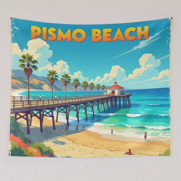 Item preview, Pismo Beach, California, USA: Vintage-Style Painterly Travel Poster designed and sold by LSVart.