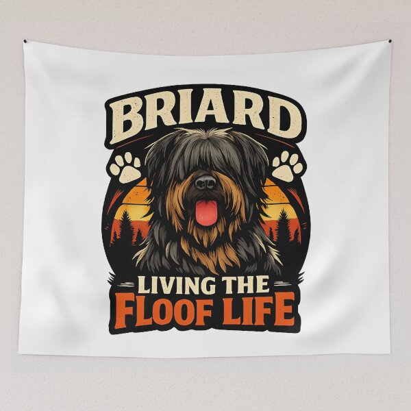 Item preview, BRIARD LIVING THE FLOOF LIFE Retro Dog Illustration designed and sold by ZuToMi.