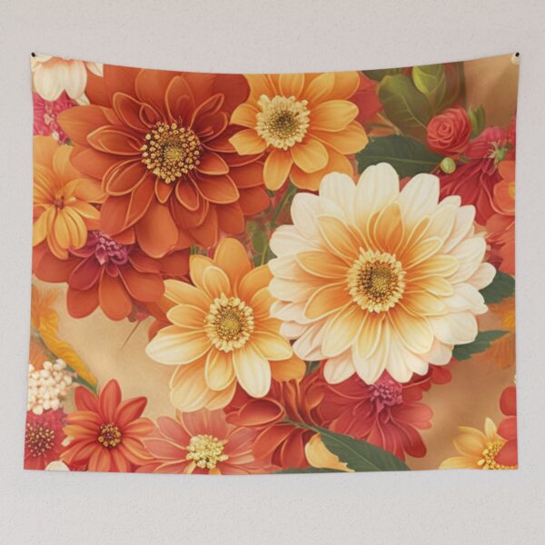 Item preview, Orange and Red Autumn Floral Pattern designed and sold by FANTASTIC-N.