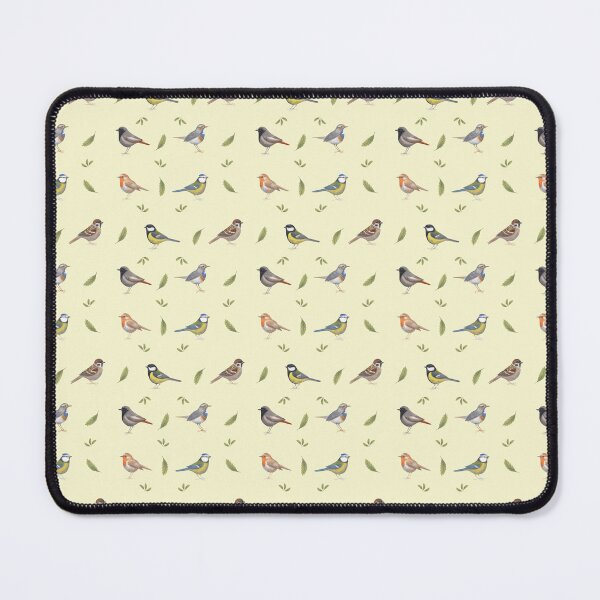 Item preview, Colorful birds and green leaves pattern, vibrant nature design, yellow designed and sold by Laurus Lunaris.