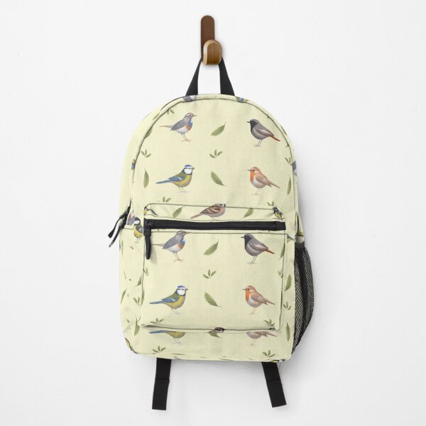 Item preview, Colorful birds and green leaves pattern, vibrant nature design, yellow designed and sold by Laurus Lunaris.