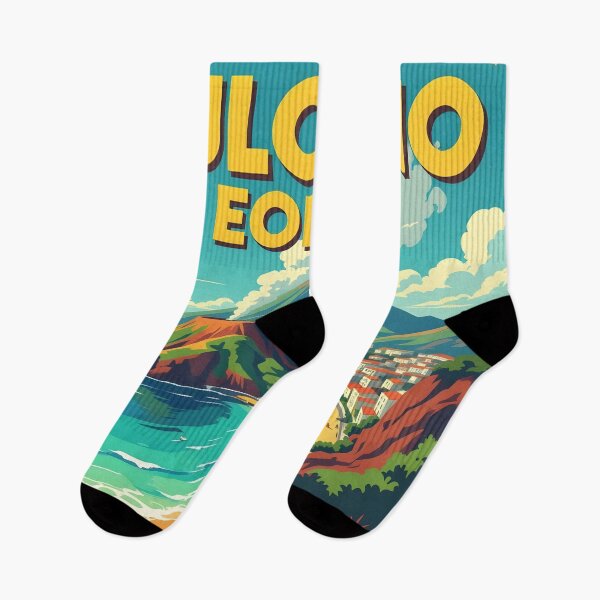 Item preview, Vulcano, Aeolian Islands, Italy: Vintage-Style Painterly Travel Poster designed and sold by LSVart.
