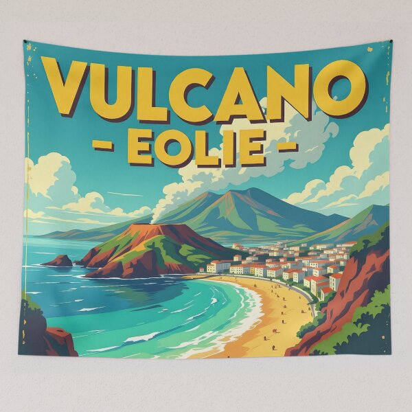 Item preview, Vulcano, Aeolian Islands, Italy: Vintage-Style Painterly Travel Poster designed and sold by LSVart.