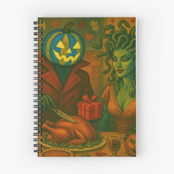 Item preview,  Headless Horseman and Medusa Thanksgiving Feast: Fantasy Holiday Crossover Art designed and sold by TheHorsemanRidesAgain.