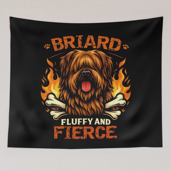 Item preview, Briard Fluffy Guardian Dog Fire Illustration Art designed and sold by ZuToMi.