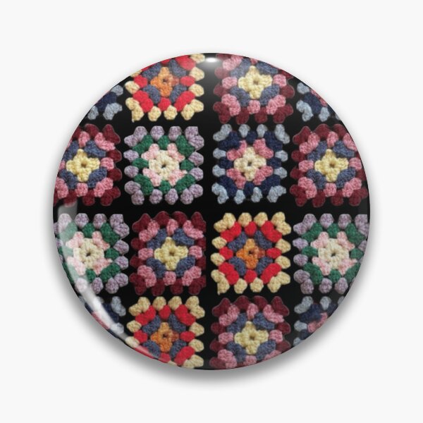 Item preview, Black Multi-color Granny Square Crochet Collage designed and sold by Licorice Moon.
