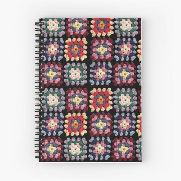 Item preview, Black Multi-color Granny Square Crochet Collage designed and sold by Licorice Moon.