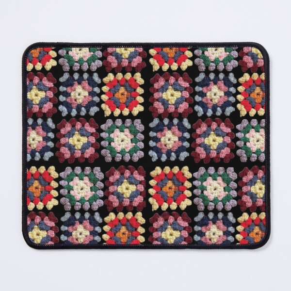Item preview, Black Multi-color Granny Square Crochet Collage designed and sold by Licorice Moon.
