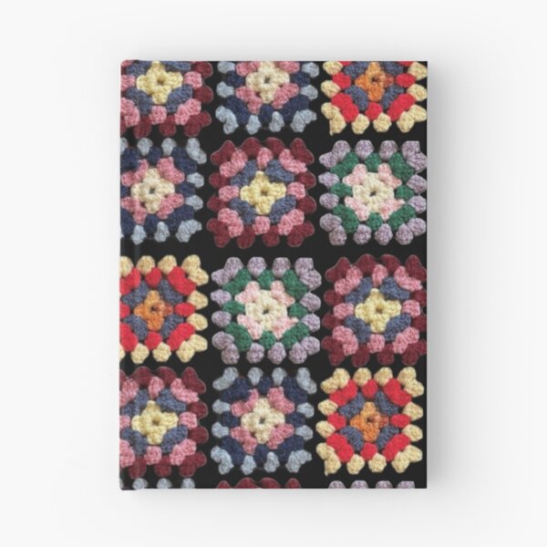 Item preview, Black Multi-color Granny Square Crochet Collage designed and sold by Licorice Moon.