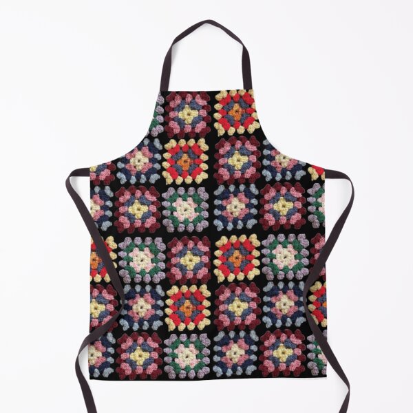 Item preview, Black Multi-color Granny Square Crochet Collage designed and sold by Licorice Moon.